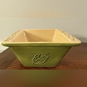 Tastefully Simple Host Collection Square Baking Dish/Dip Server Olive Green 7”